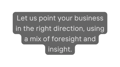 Let us point your business in the right direction using a mix of foresight and insight